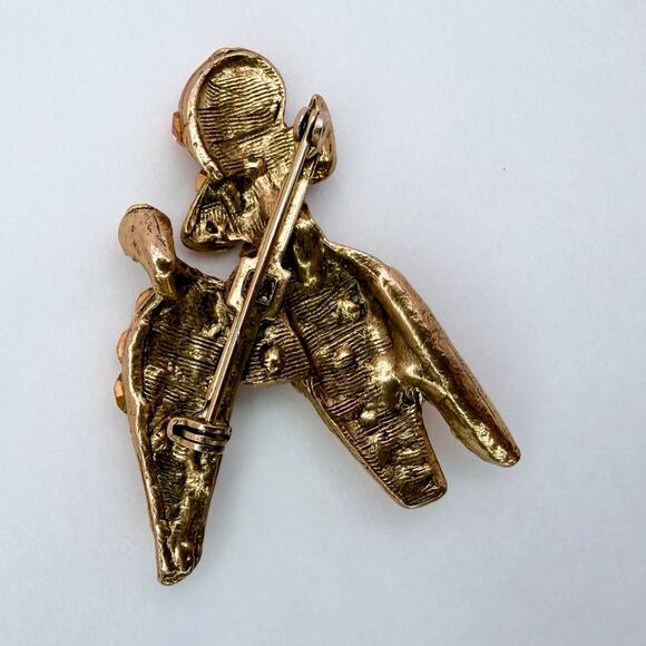 Vintage 60s Poodle Brooch High Dome Topaz Rhinestone Pin - Picture 5 of 10